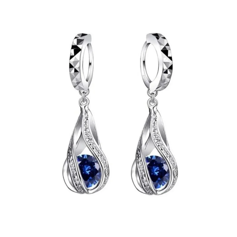 🌟 925 Sterling Silver Necklace And Earrings Set Tear Drop Cute Top - Picture 2 of 3